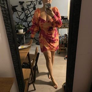 Bar III long sleeve tie dye dress